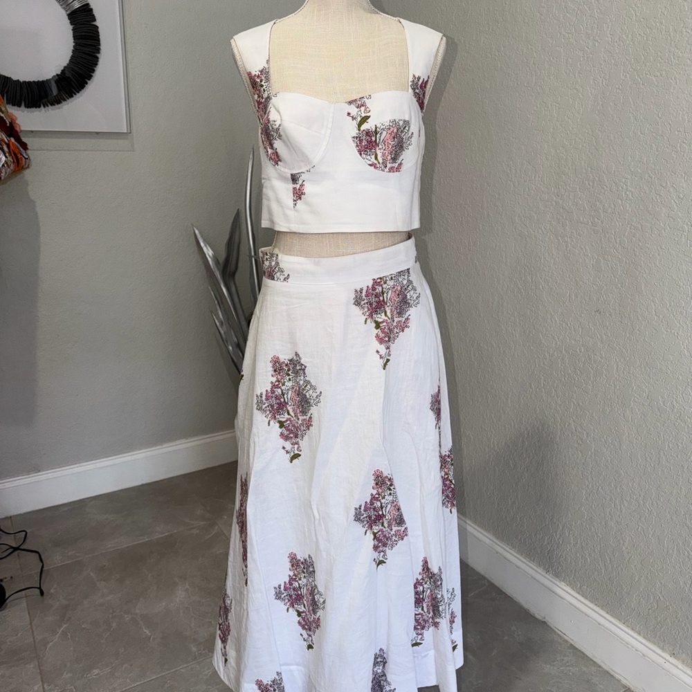 Karina Grimaldi Floral Open-Back Top & Flowing Skirt Set